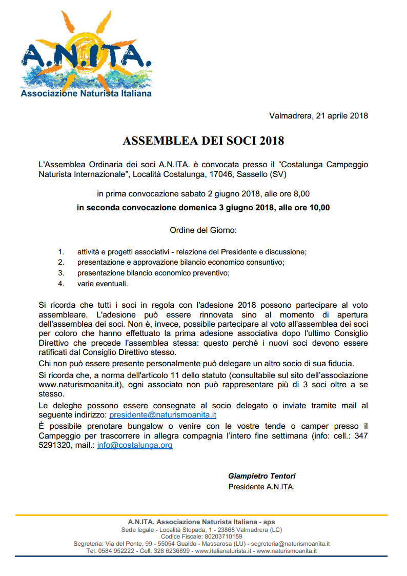 assemblea ordinaria dei soci 2018 convocazione